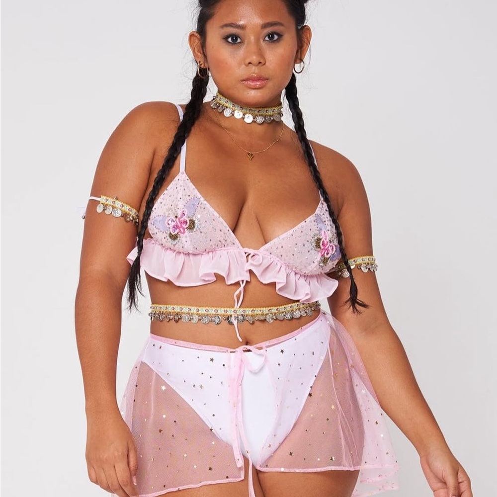 Her Pony the Label Pink Embellished butterfly bralette 🦋